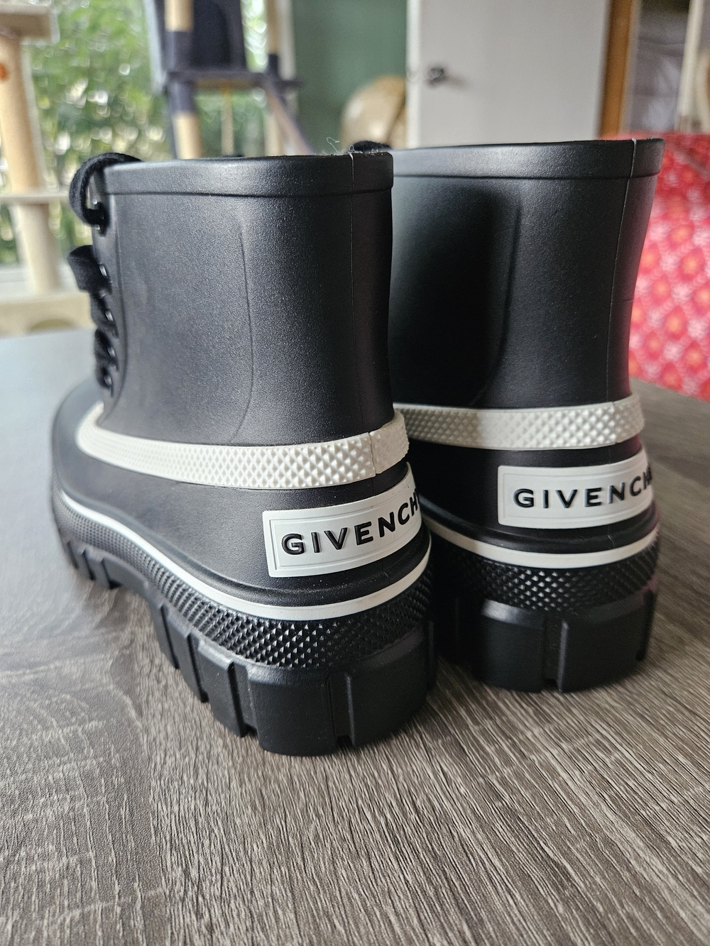 Givenchy Black and White Chunky Lug Rain Boots